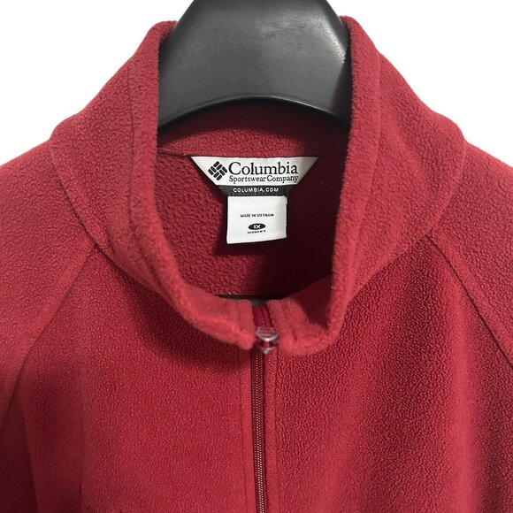 Columbia Fleece Mens Jacket Coat Size Large Red Long Sleeve - Picture 6 of 7